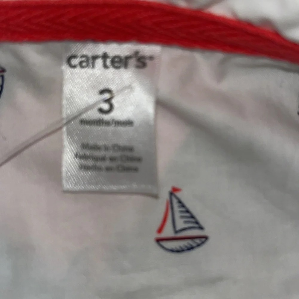 Carters Sailboat Collared Button Up Short Sleeve Red White and Blue Size 3 month - Picture 5 of 5